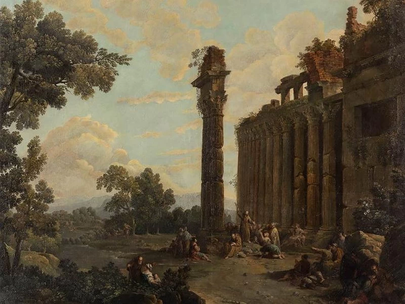 1701-Carlo Lodi - Paesaggio con figure